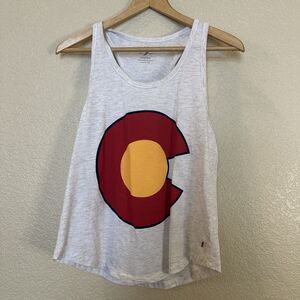 Women's american eagle tank top Colorado Flag symbol cream heather size medium